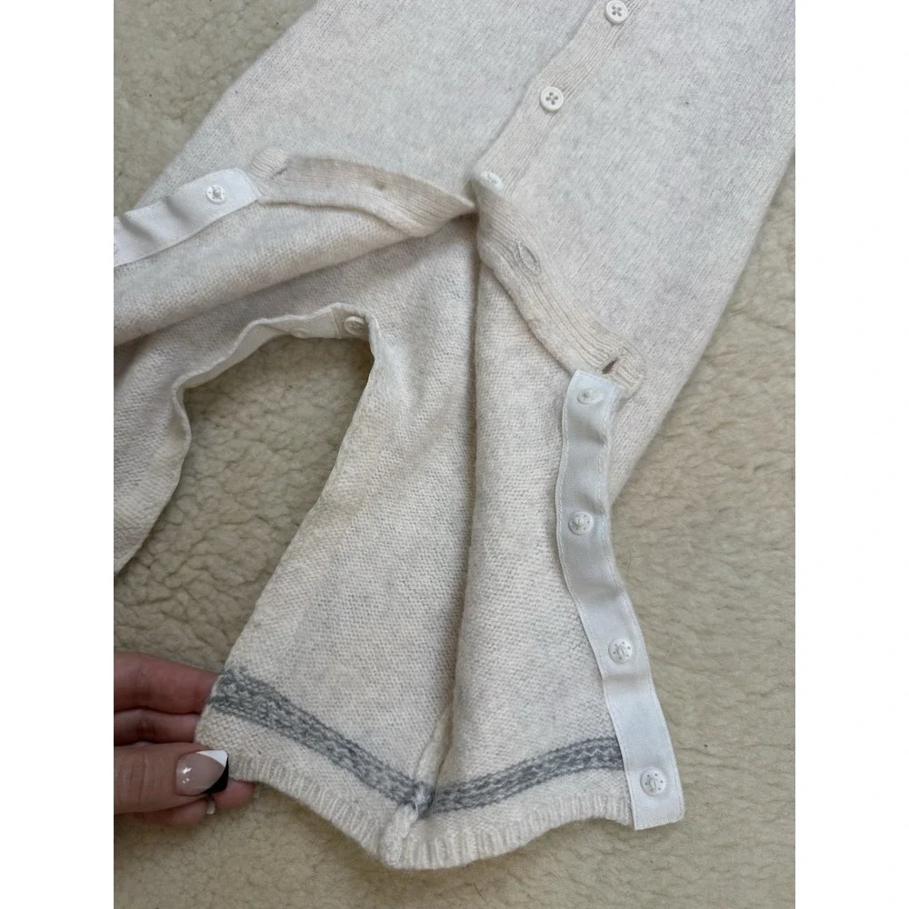 Petit Bateau 6M Baby Wool Alpaca Knit One Piece Romper Fair Isle Nordic Sweater
